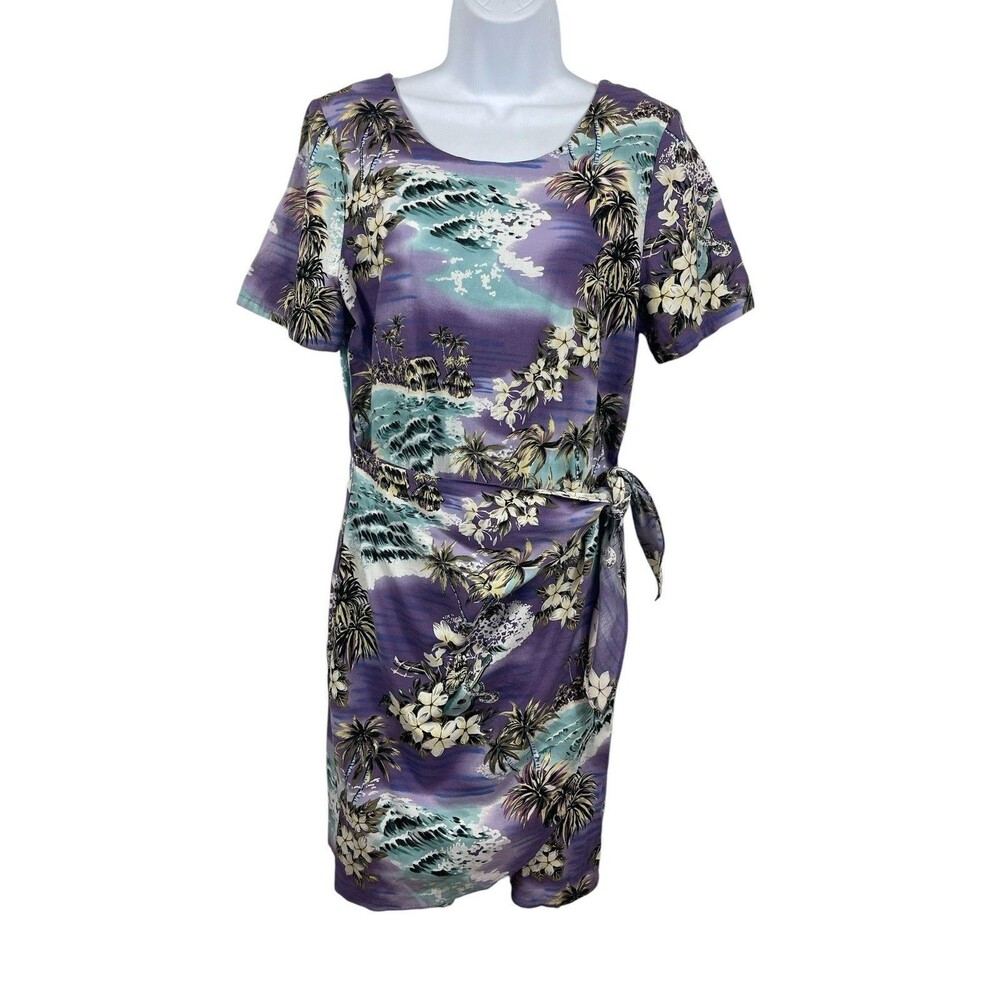 VTG Hilo Hattie Hawaii Women’s S Purple Hawaiian Tropical Half Wrap Sarong Dress